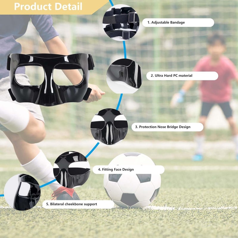 Fenduoer Nose Guard for Sports, Broken Nose, Adustable Face Mask with Foam Padding for Men and Women,Adult,Basketball,Baseball,Football,Softball Face Guard(Black Full Face) - Image 3